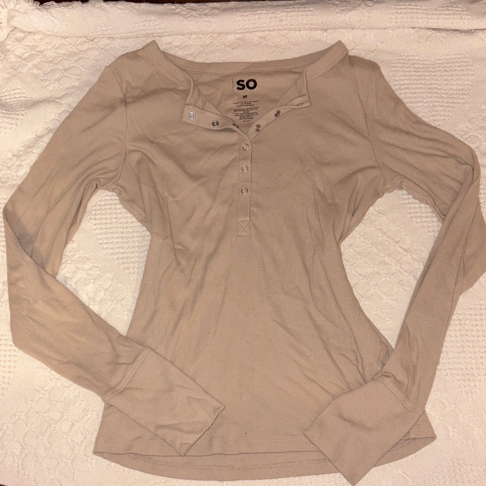 SO Women's Light Beige Long Sleeve Tee